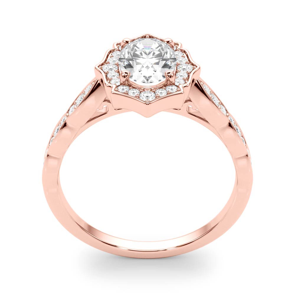 Scalloped Oval Halo Ring