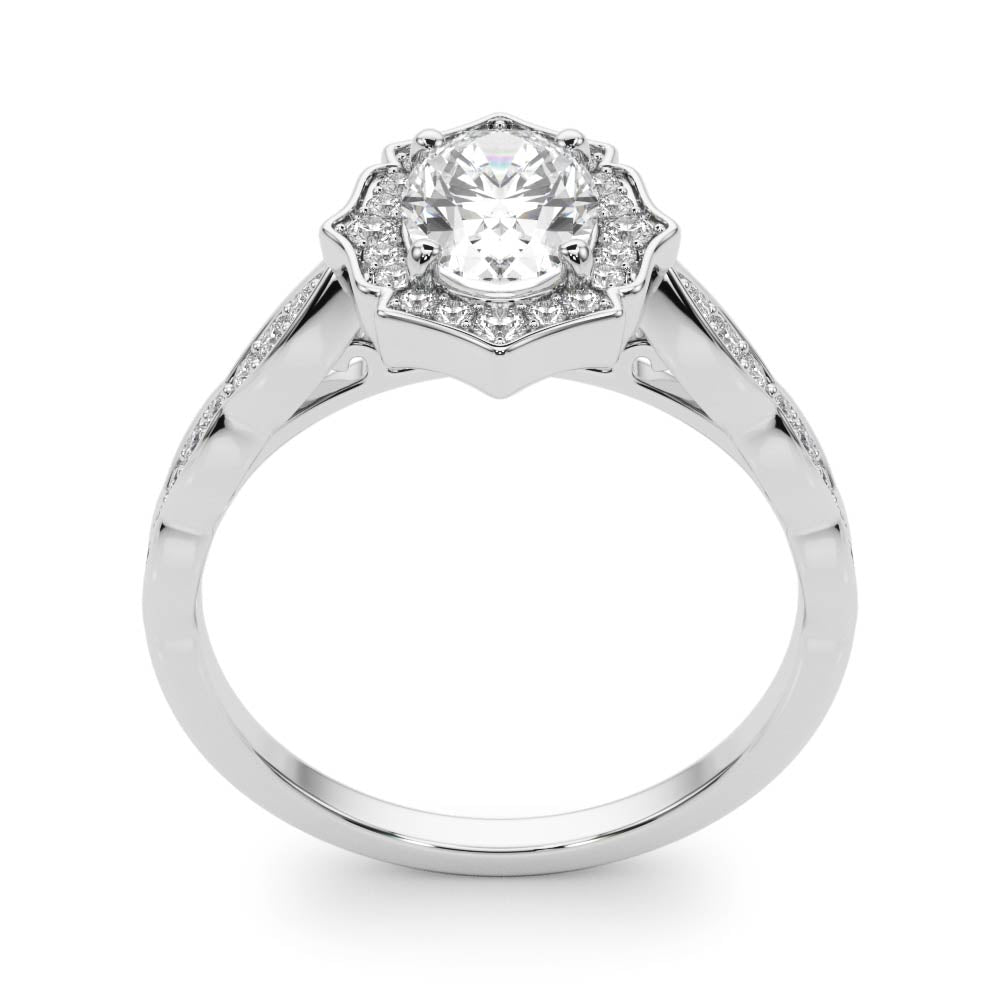 Scalloped Oval Halo Ring