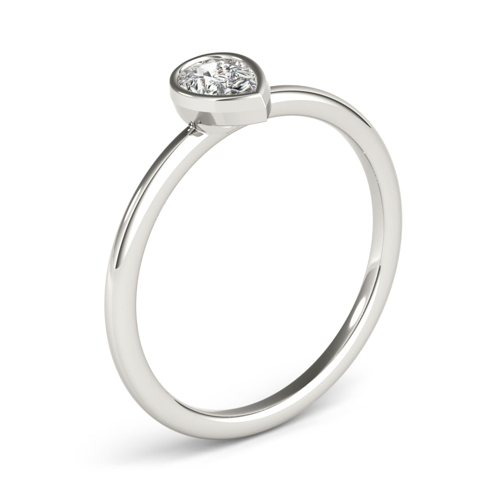 Pear-Shaped Diamond Bezel Engagement Ring