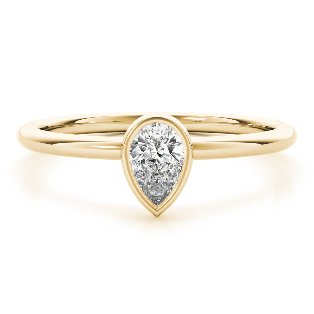 Pear-Shaped Diamond Bezel Engagement Ring
