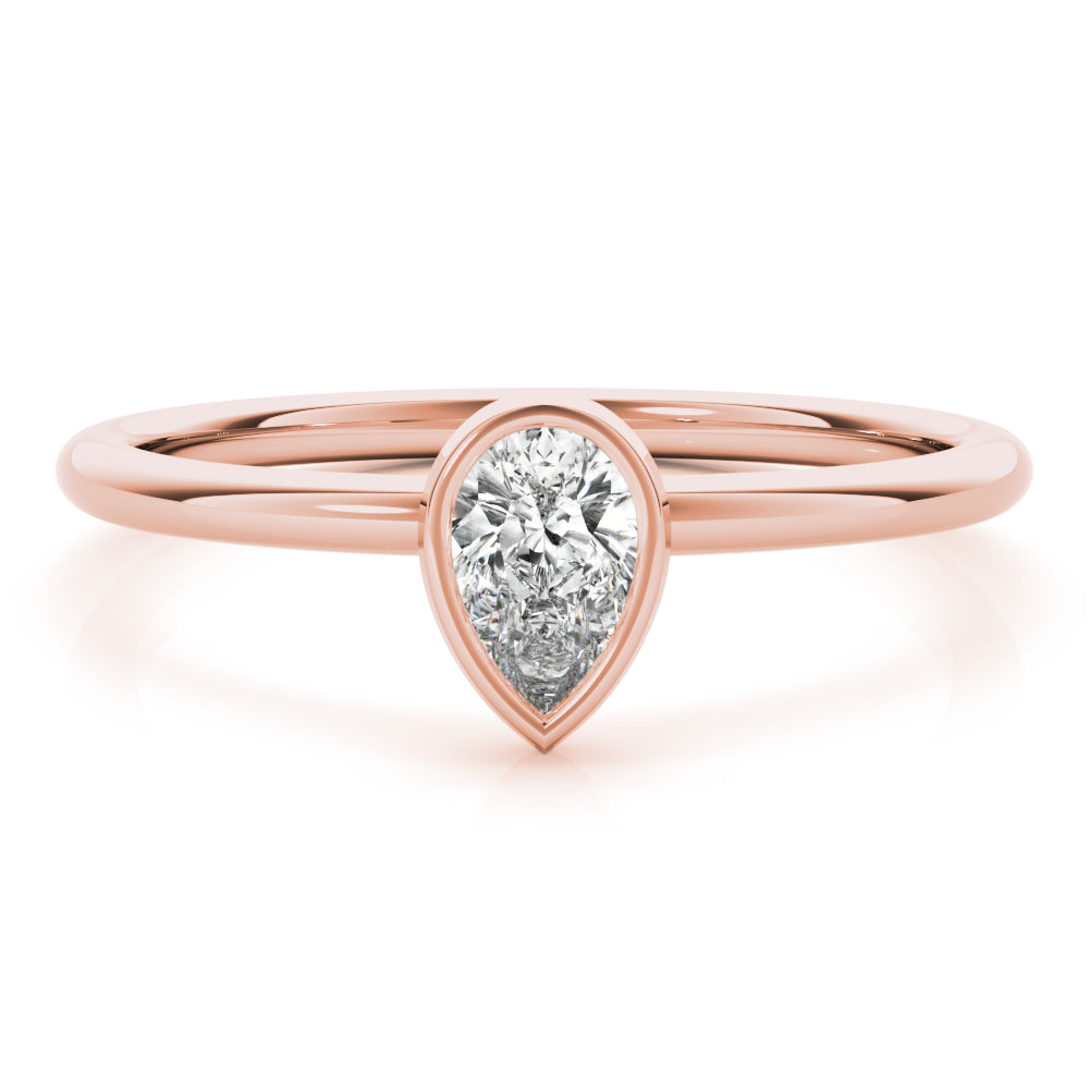 Pear-Shaped Diamond Bezel Engagement Ring