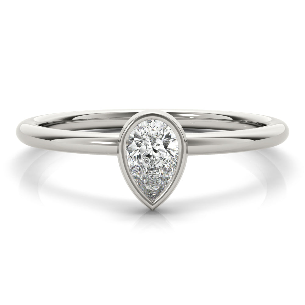 Pear-Shaped Diamond Bezel Engagement Ring