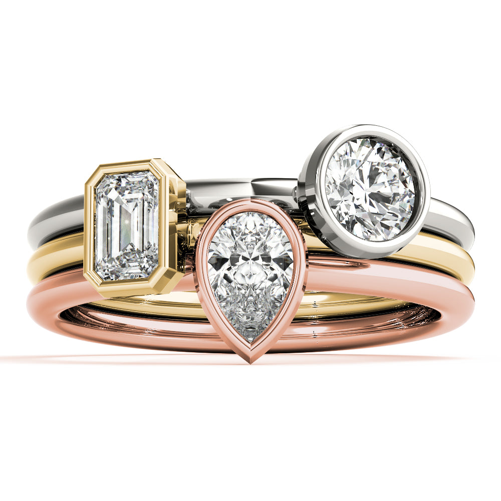 Pear-Shaped Diamond Bezel Engagement Ring