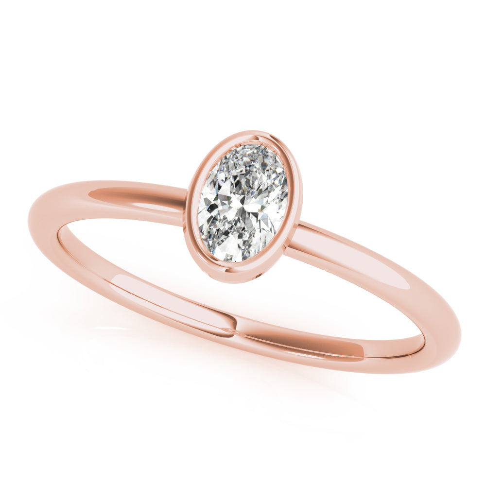 Bezel-Set Oval Diamond Solitaire Ring
