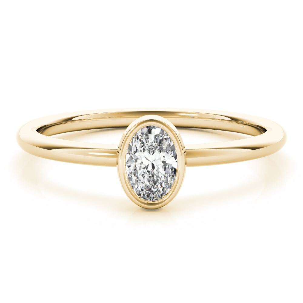Bezel-Set Oval Diamond Solitaire Ring