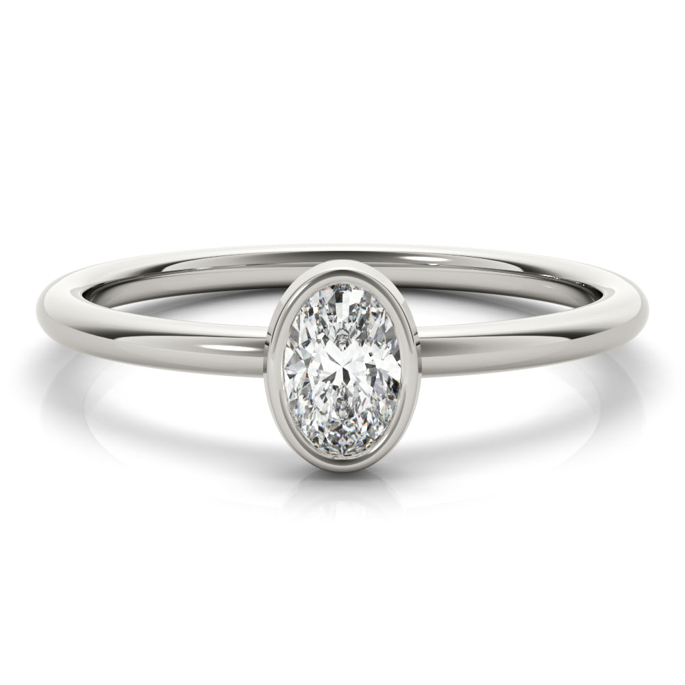 Bezel-Set Oval Diamond Solitaire Ring