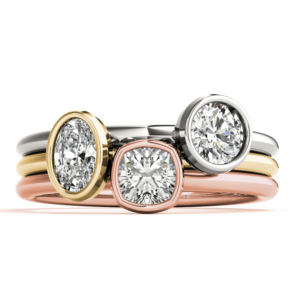 Bezel-Set Oval Diamond Solitaire Ring