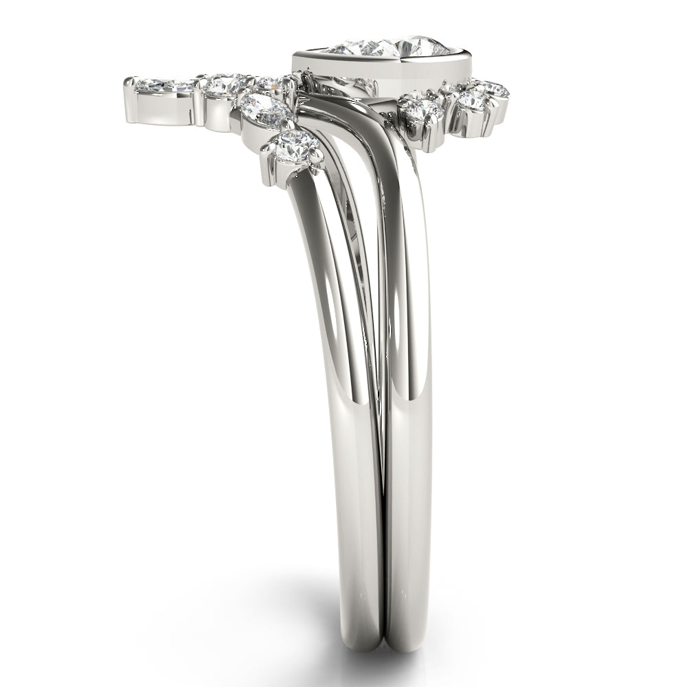 Pear-Shaped Diamond Halo Ring Set