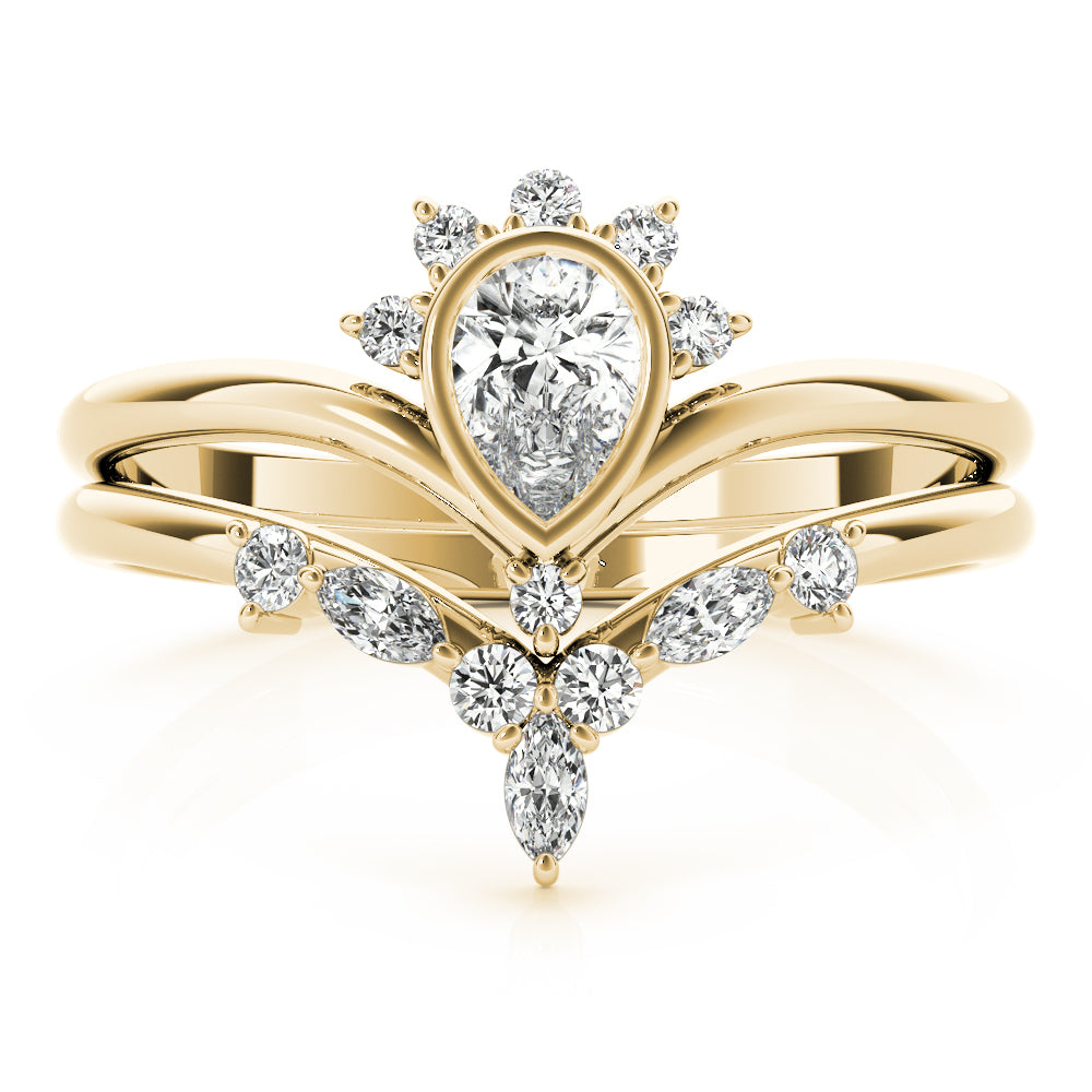 Pear-Shaped Diamond Halo Ring Set