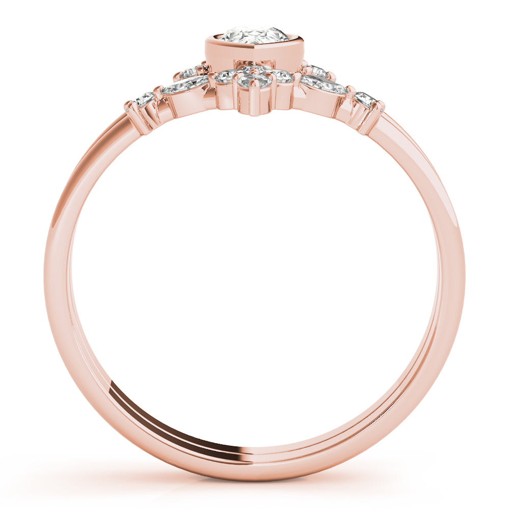 Pear-Shaped Diamond Halo Ring Set