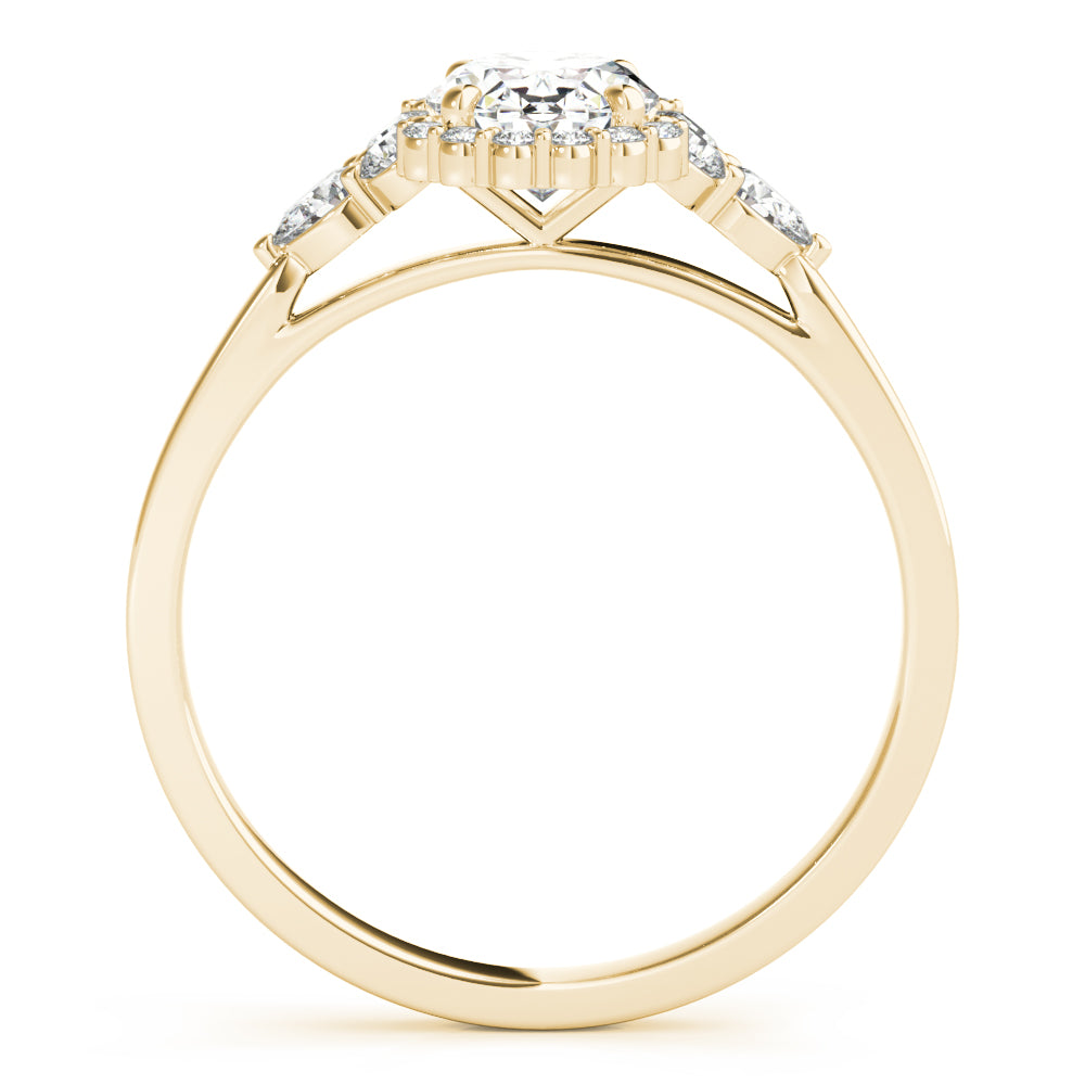 Halo Diamond Ring with Pear Accents