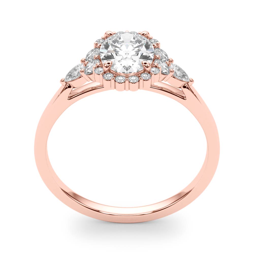 Halo Diamond Ring with Pear Accents