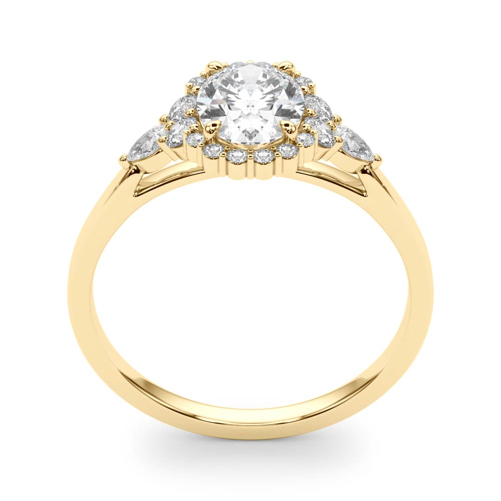 Halo Diamond Ring with Pear Accents