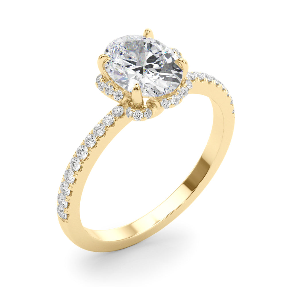 Oval Diamond Floral Halo Ring