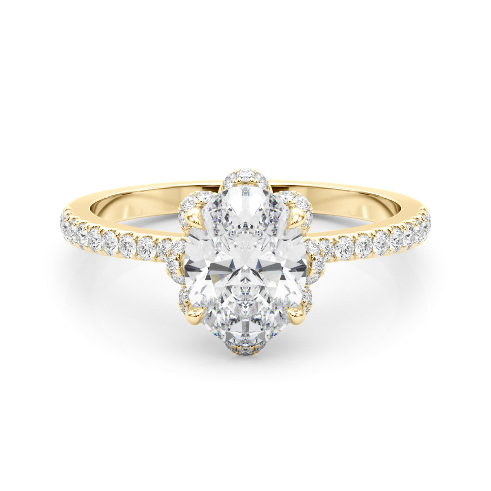Oval Diamond Floral Halo Ring