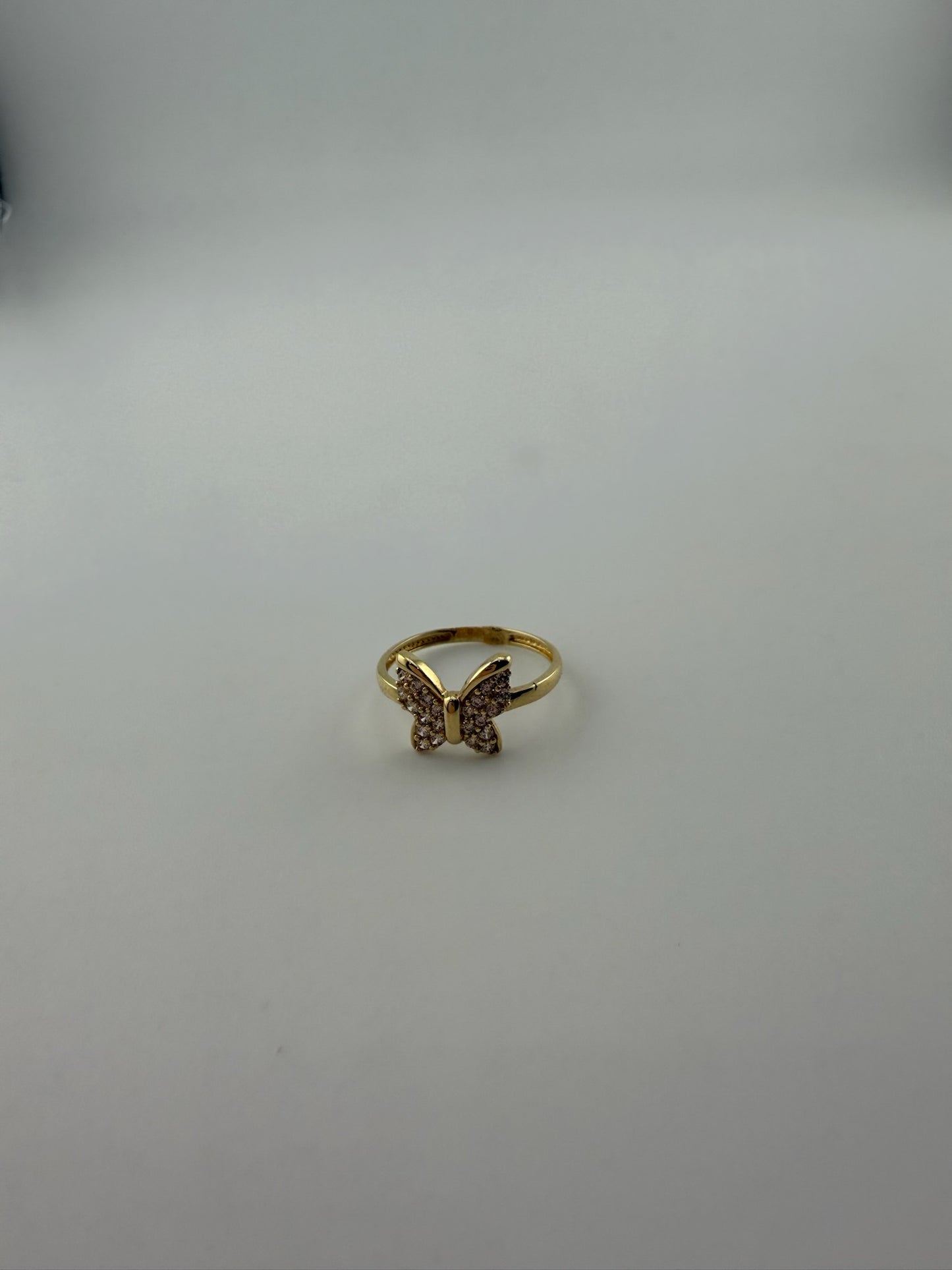 Dainty ring butterfly solid 18k gold with cz stones