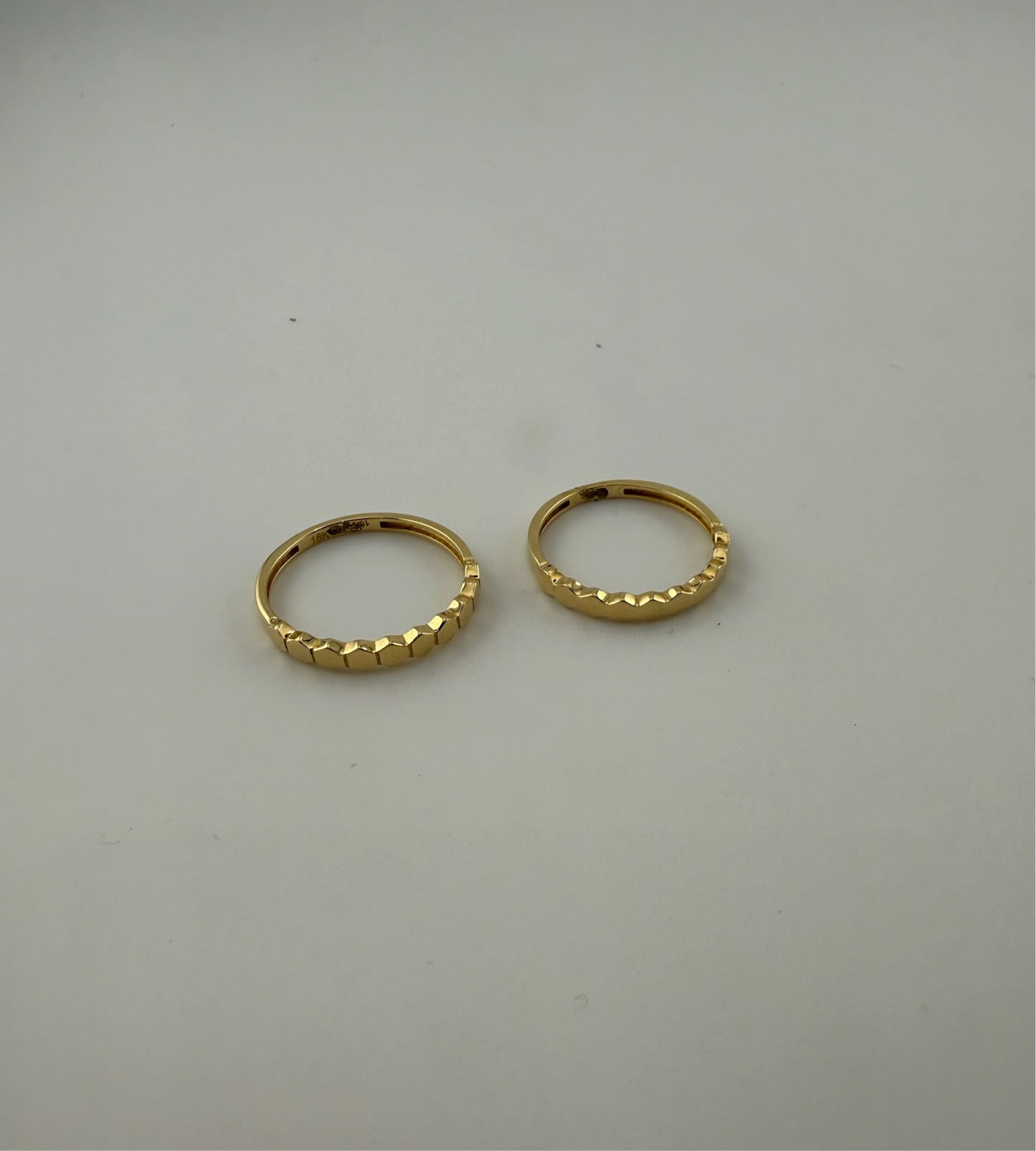 Dainty ring hexagon solid 18k gold
