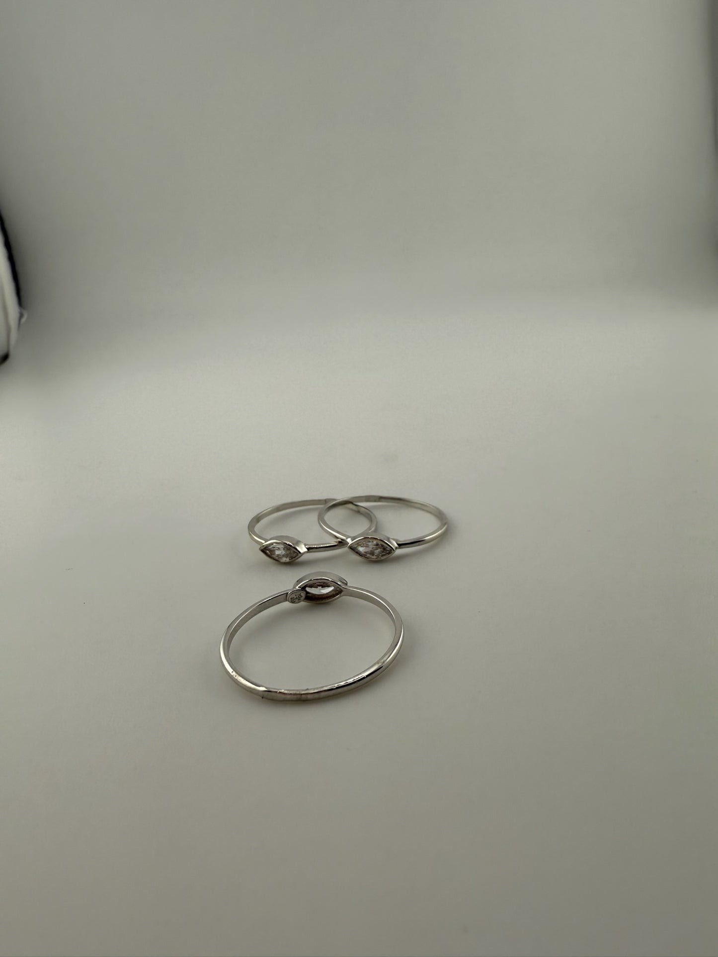 Dainty ring solid 18k white gold with cz stone
