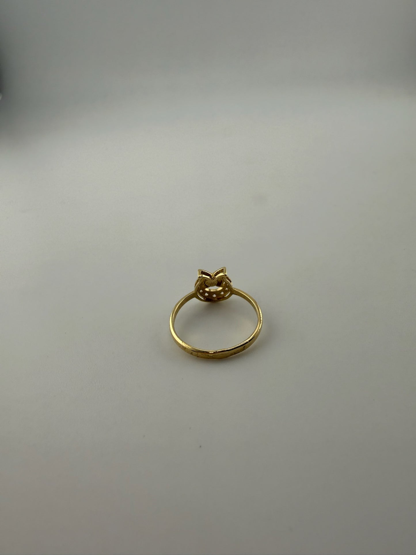 Dainty ring small butterfly solid 18k gold with cz stones