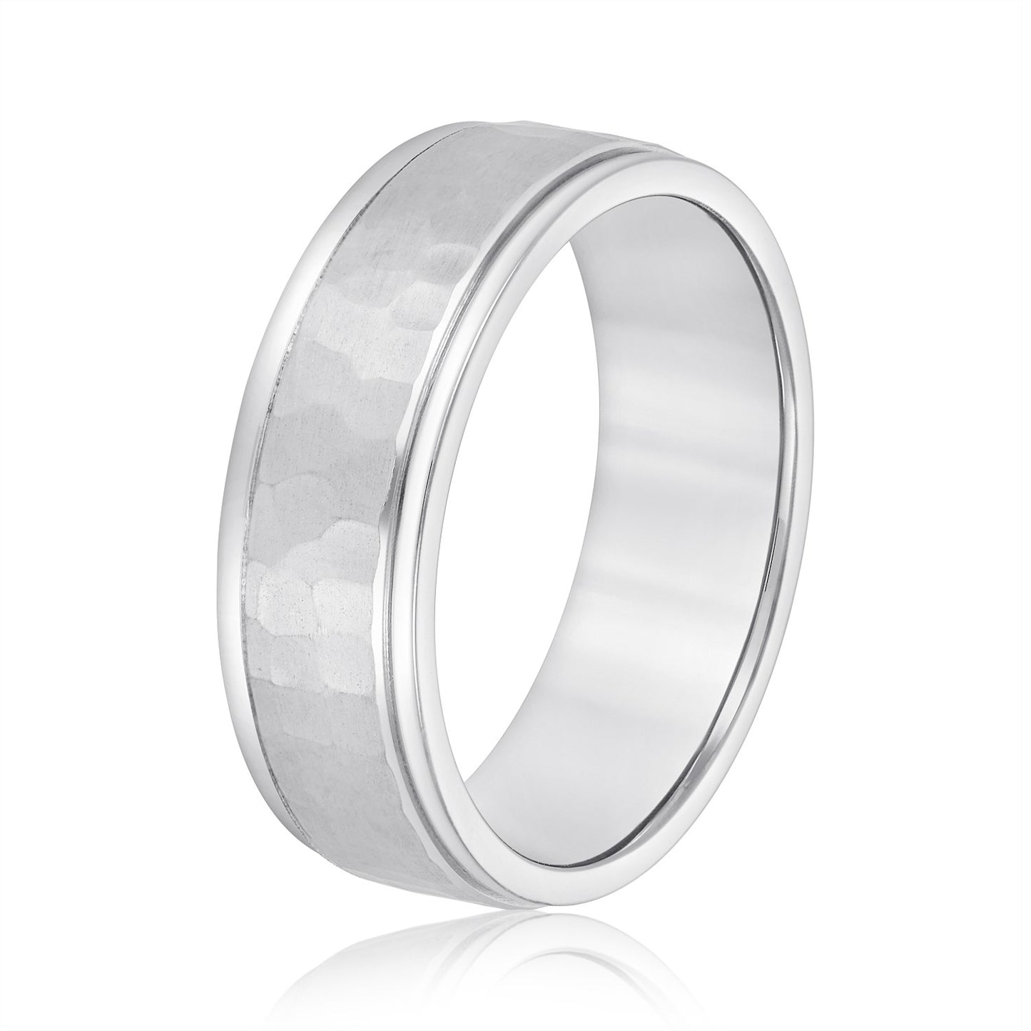 Satin-Finish Beveled Men's Wedding Band 5mm