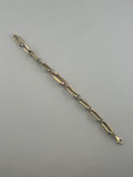 18K Solid Gold Two-Tone Elongated Link Paperclip Bracelet