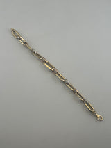 18K Solid Gold Two-Tone Elongated Link Paperclip Bracelet - Image 1
