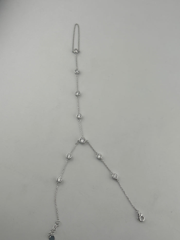 925 Sterling Silver Dainty CZ Station Chain Bracelet