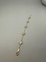 Small 5 clover bracelet solid 18k gold with premium vinyl stones (white) - Image 1