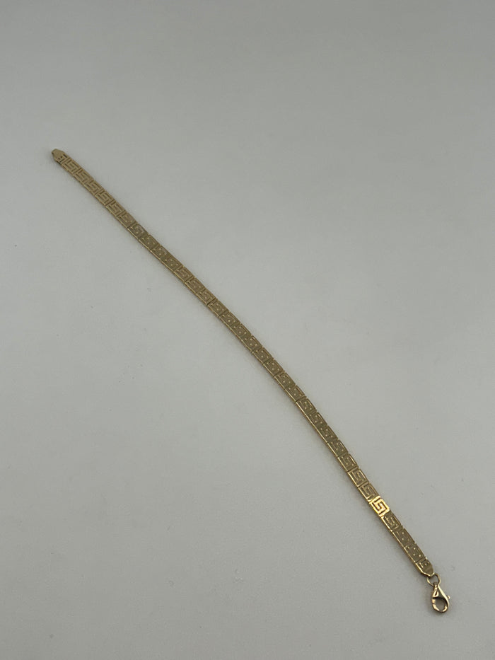 18K Solid Gold Classic Greek Key Pattern Bracelet