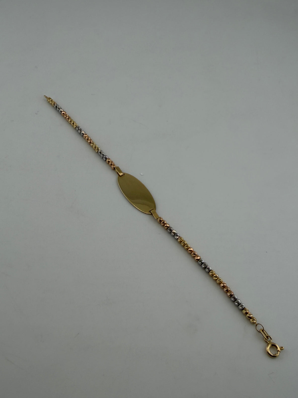 18K Tri-Color Gold Circle Plate Bracelet - Image 2