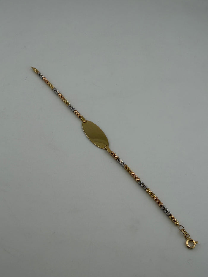 18K Tri-Color Gold Circle Plate Bracelet