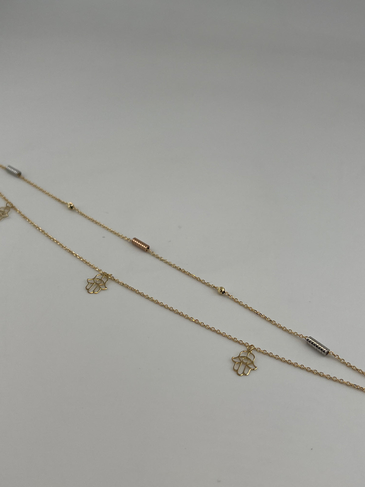 Hamsa Hand Two-Tone Gold Anklet - Image 3