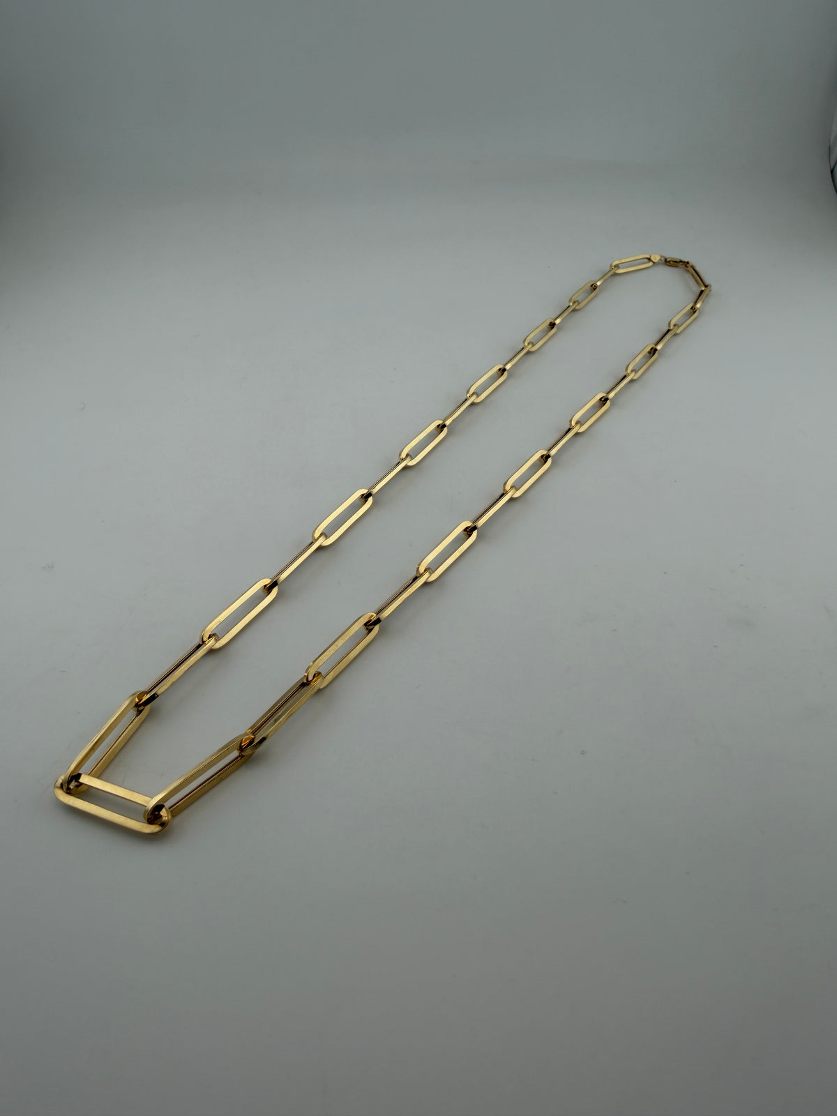 The Imperial Link – 18K Solid Gold Elongated Paperclip Chain Necklace - Image 2