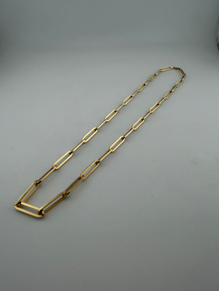 The Imperial Link – 18K Solid Gold Elongated Paperclip Chain Necklace