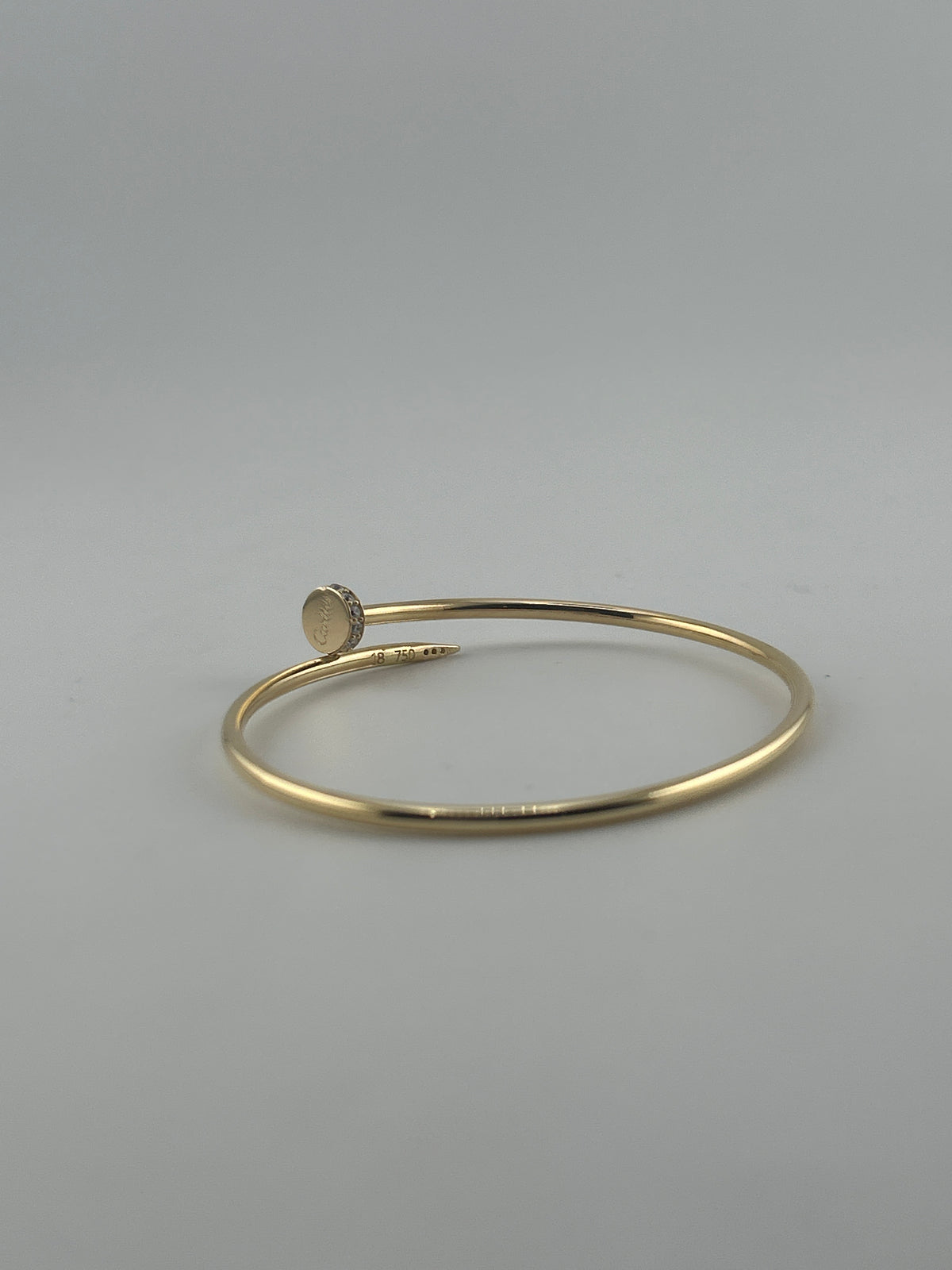 Thin twist nail bracelet, with premium zircon stones, 18k gold , hollow - Image 4