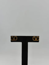 V Signature 18K Solid Gold Stud Earrings - Image 2