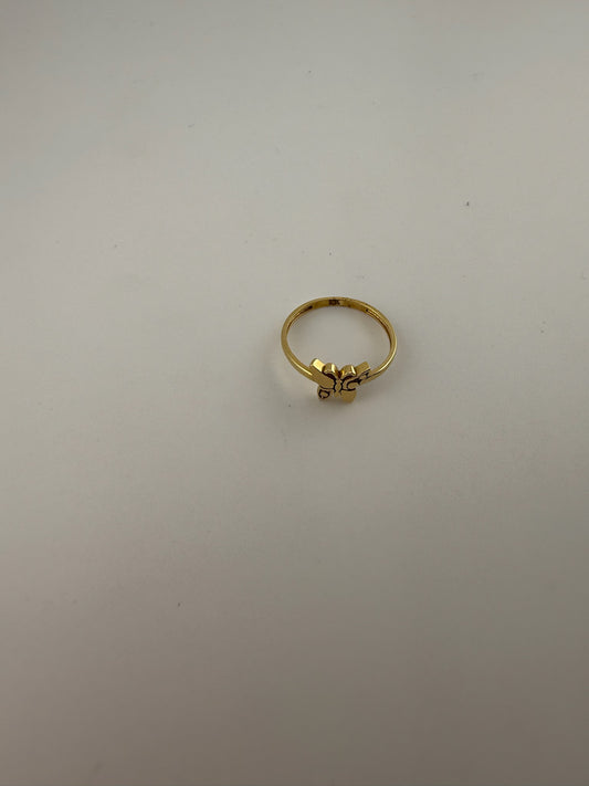 Dainty ring butterfly solid 18k gold