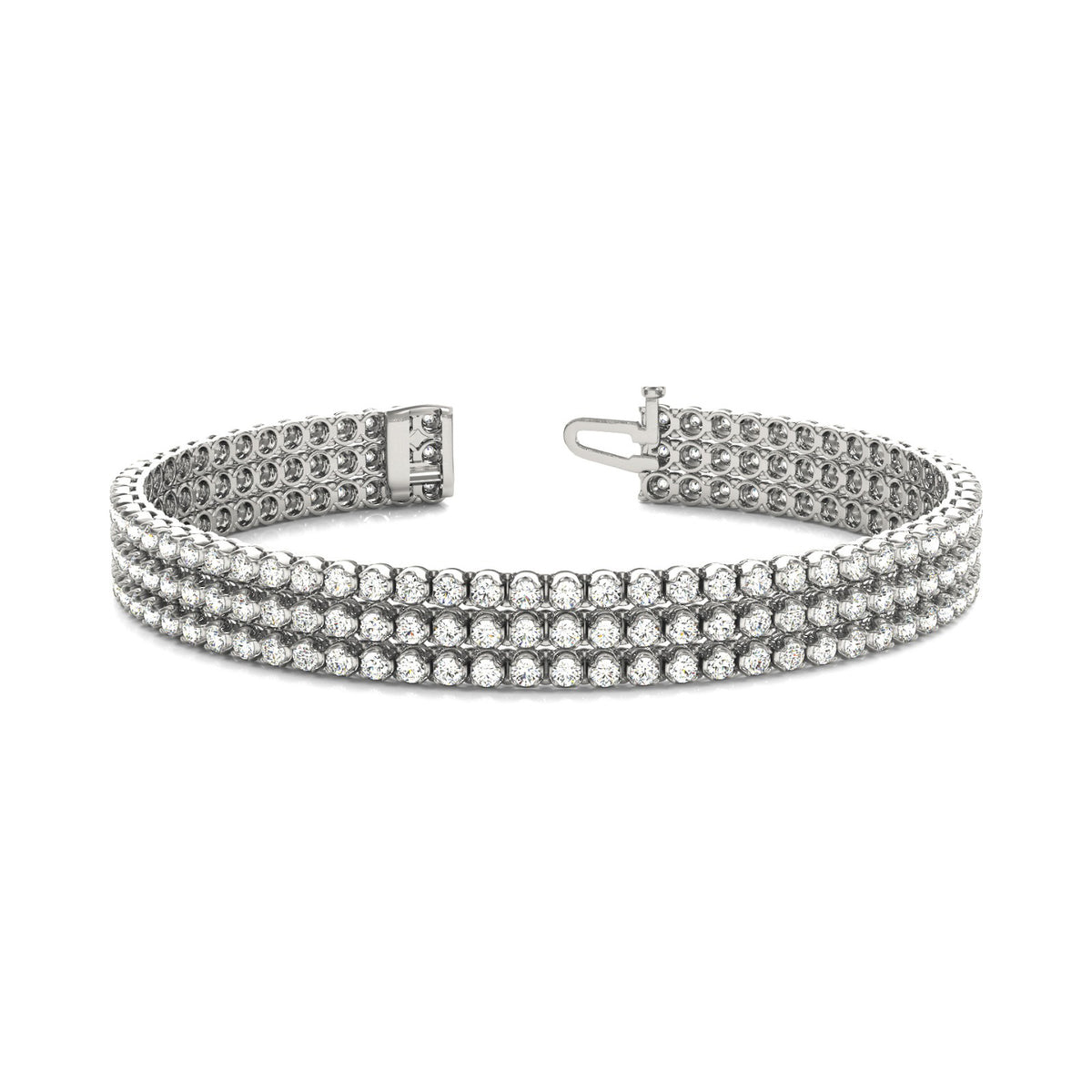 Diamond Three-Row Tennis Bracelet - Image 1