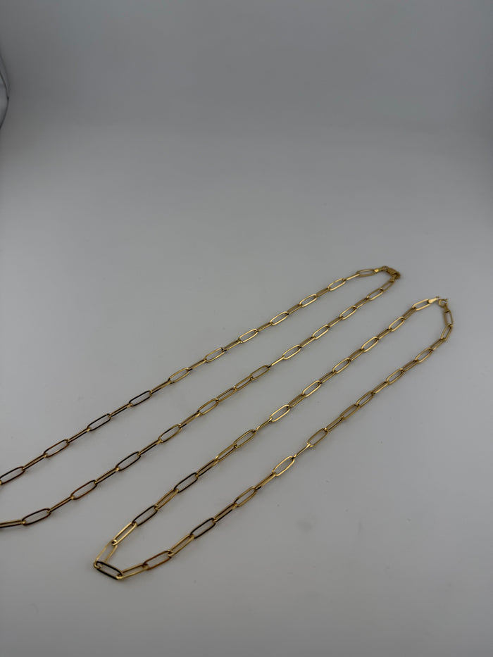 The Luxe Link – 18K Solid Gold Paperclip Chain Necklace