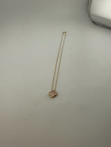 Small clover necklace solid 18k gold with premium vinyl stone (light pink) - Image 1