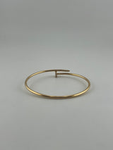 Thin twist nail bangle with premium zircon stones, semi solid , 18k gold - Image 4