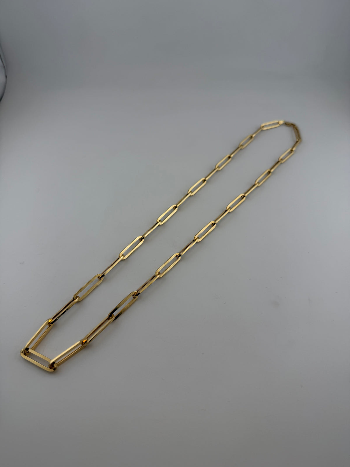 The Imperial Link – 18K Solid Gold Elongated Paperclip Chain Necklace - Image 1
