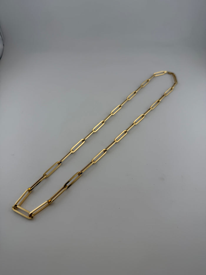 The Imperial Link – 18K Solid Gold Elongated Paperclip Chain Necklace