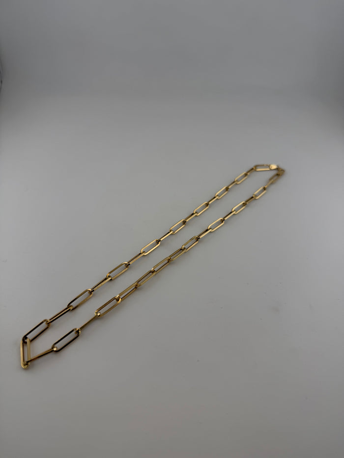 18K Solid Gold Paperclip Chain Necklace