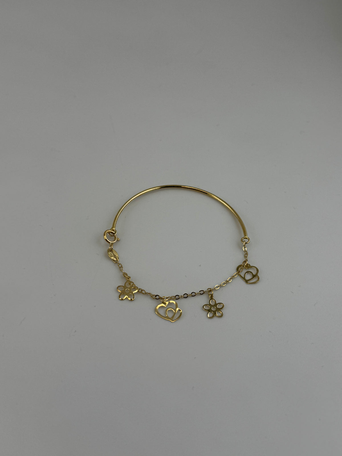 18K Solid Gold Charm Baby Bangle - Image 2