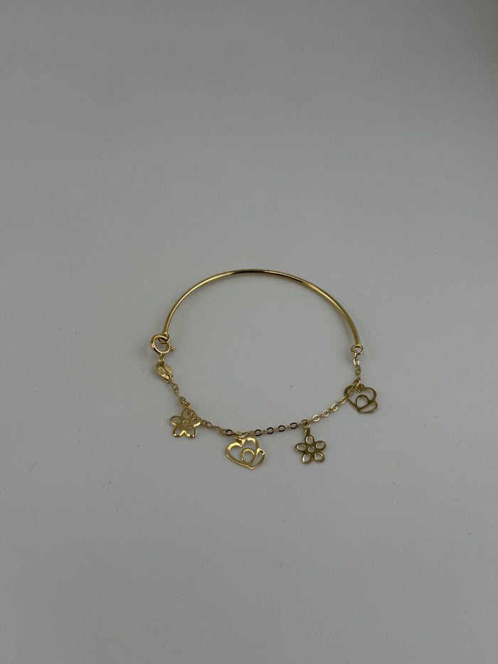 18K Solid Gold Charm Baby Bangle