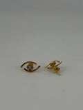 18K Solid Gold Celestial Eye Stud Earrings