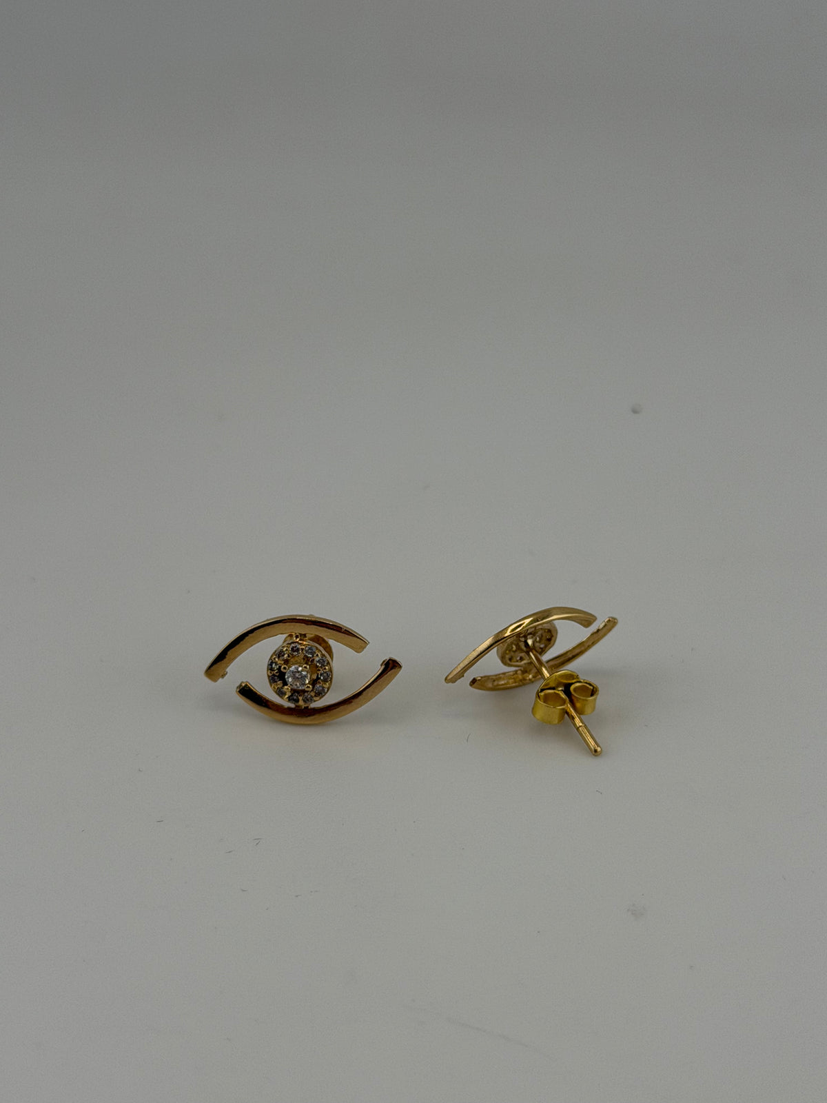 18K Solid Gold Celestial Eye Stud Earrings - Image 1