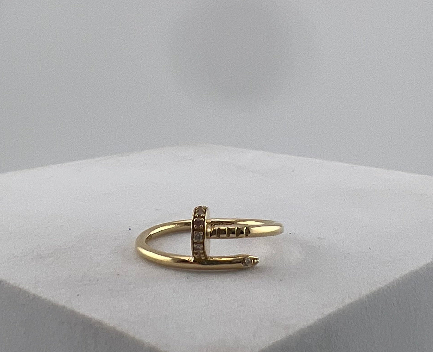 Solid 18k gold nail ring with premium zircon stones on the tip