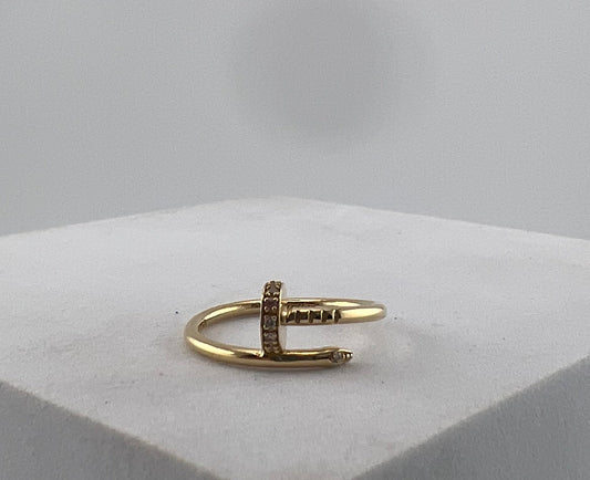 Solid 18k gold nail ring with premium zircon stones on the tip